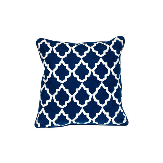 20" Blue and White Geometric Cotton Throw Pillow 0.5" (L) x 20.0" (W) x 20.0" (H) FurniFindUSA
