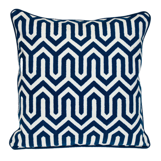 20" Blue Geometric Cotton Throw Pillow 0.5" (L) x 20.0" (W) x 20.0" (H) FurniFindUSA