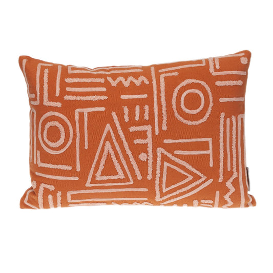 14" X 20" Pink and Orange Geometric Cotton Throw Pillow FurniFindUSA