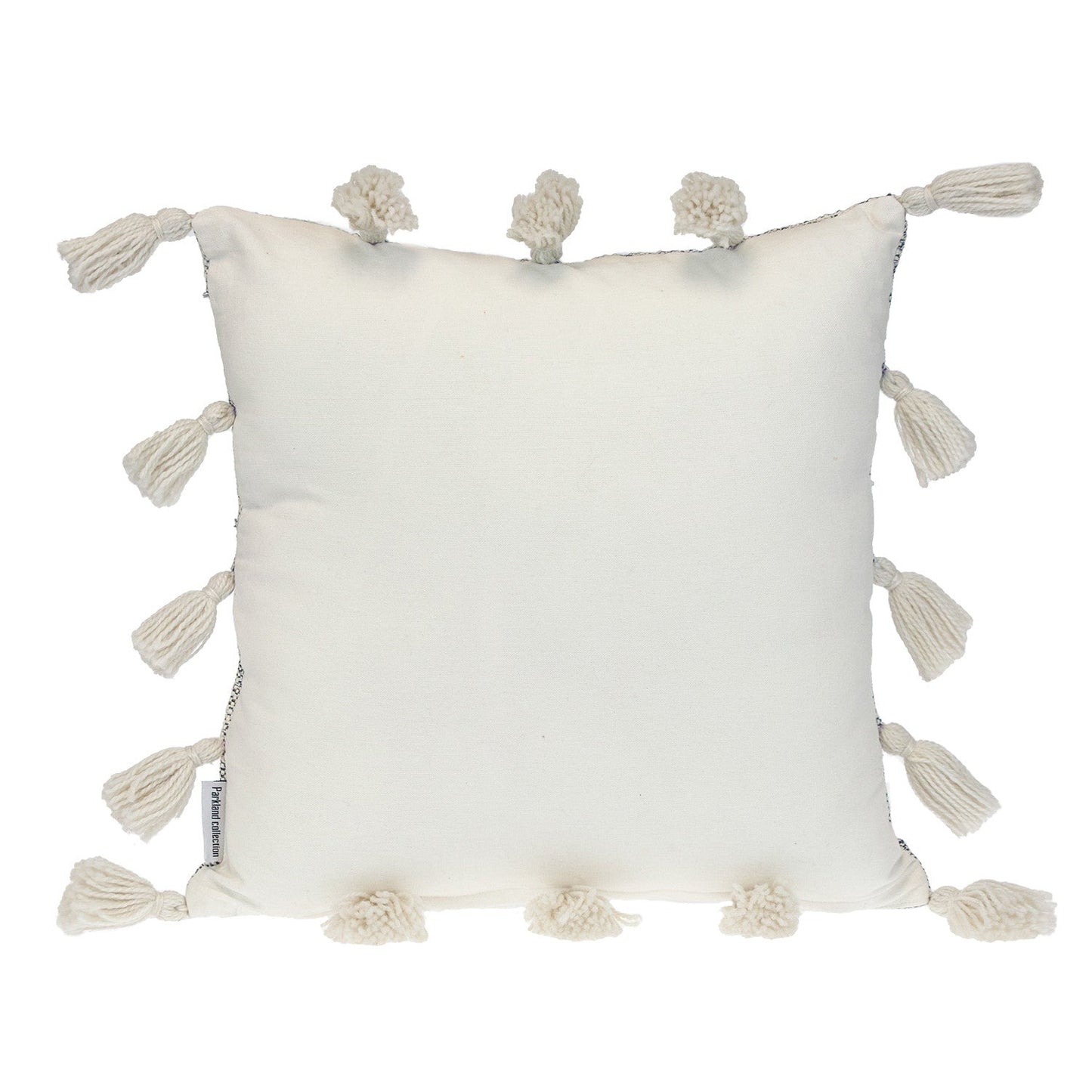 18" Gray and White Striped Cotton Throw Pillow With Tassels FurniFindUSA