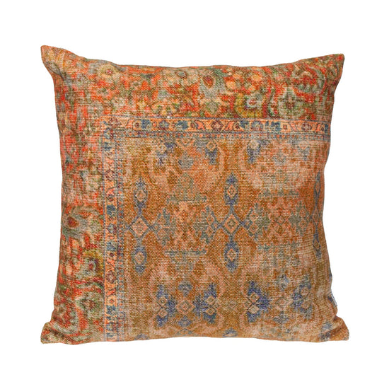18" Blue and Pink Damask Cotton Throw Pillow FurniFindUSA