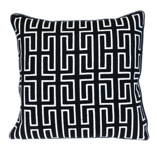 20" X 20" Black Geometric Cotton Zippered Pillow FurniFindUSA