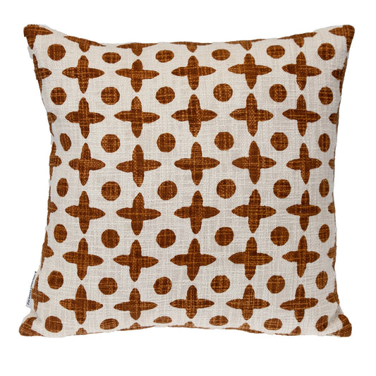18" Beige and Brown Geometric Cotton Throw Pillow FurniFindUSA