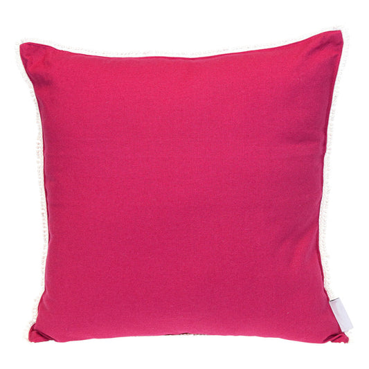 20" Hot Pink Cotton Throw Pillow With Fringe FurniFindUSA