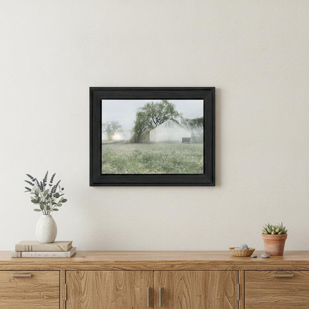 Green Country Morning Black Framed Print Wall Art HomeRoots