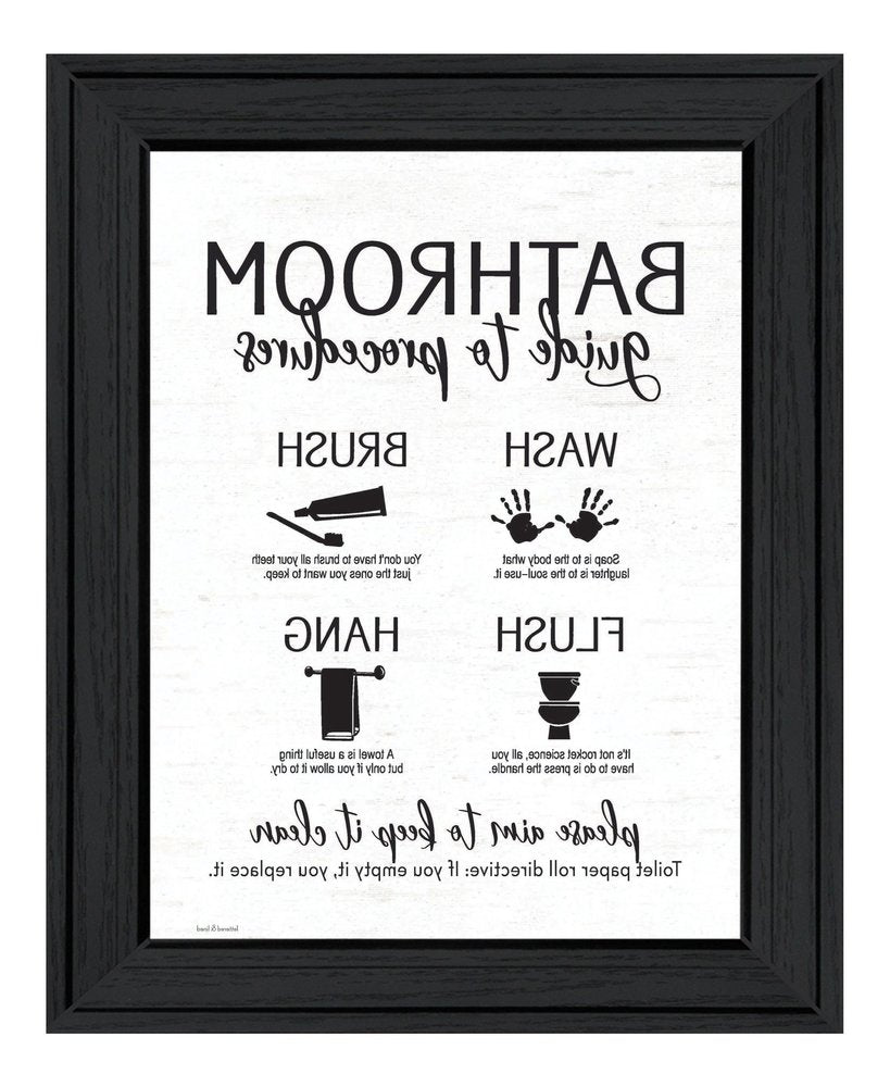 Bathroom Guide Black Framed Print Bathroom Wall Art HomeRoots