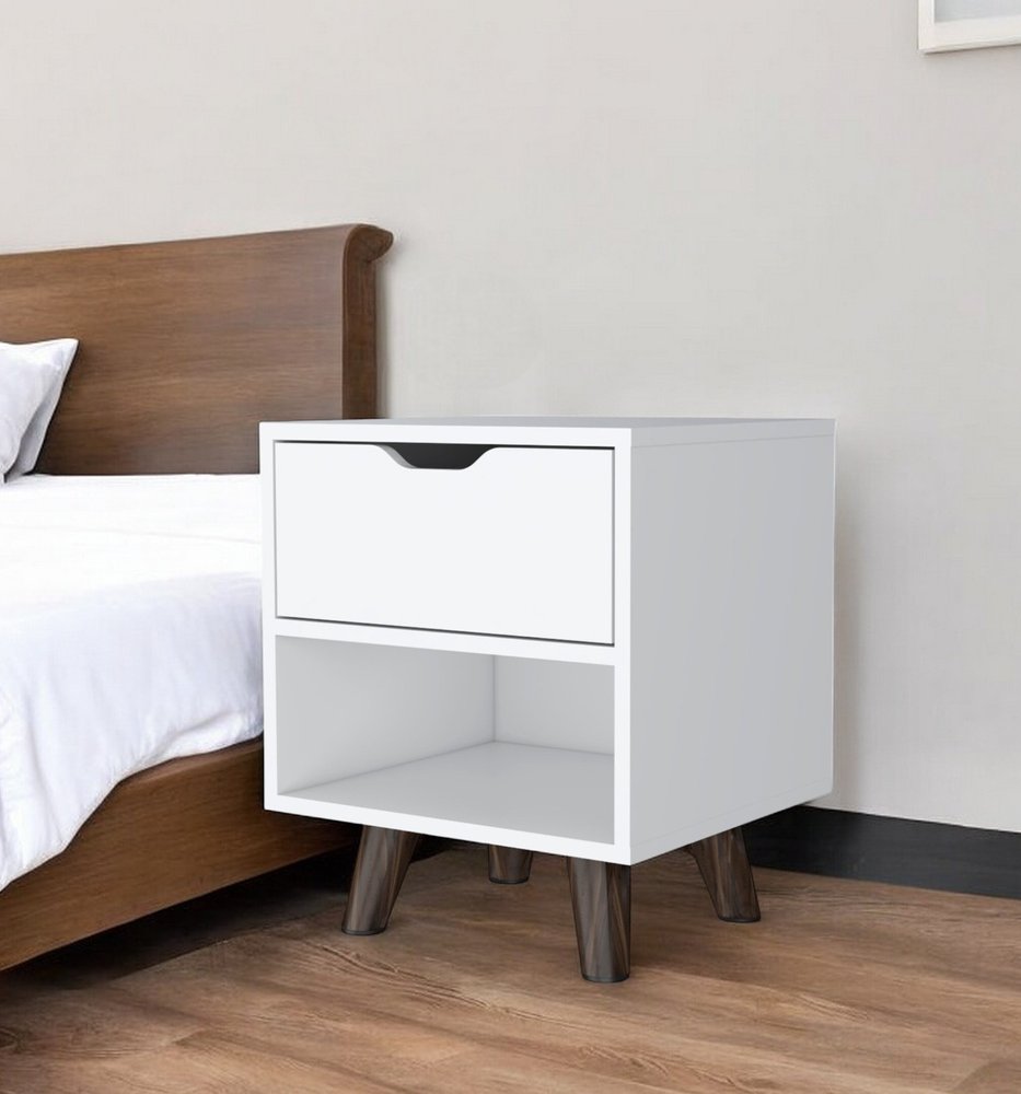 19" White Wood One Drawer Nightstand HomeRoots