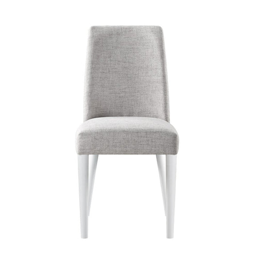 23" Gray And White Solid Wood And Upholstered Fabric Parsons Chair HomeRoots