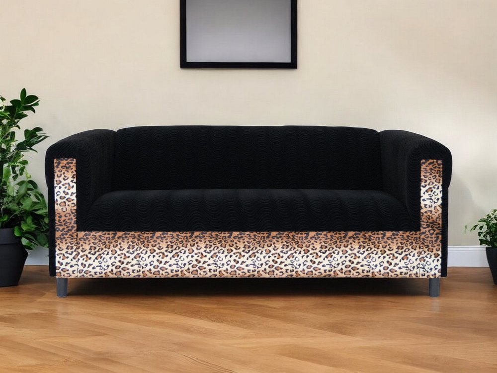 72" Black Velvet Sofa HomeRoots