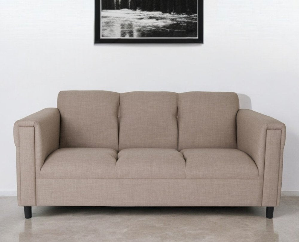 72" Beige Polyester Sofa With Black Legs HomeRoots