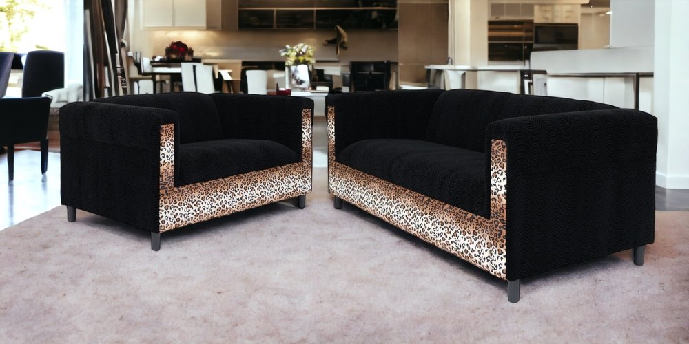 Two Piece Leopard and Black Five Person Seating Set HomeRoots