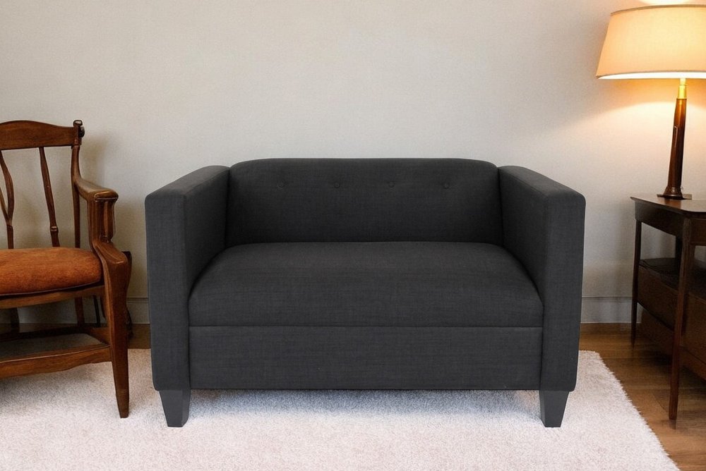 50" Charcoal And Dark Brown Loveseat HomeRoots
