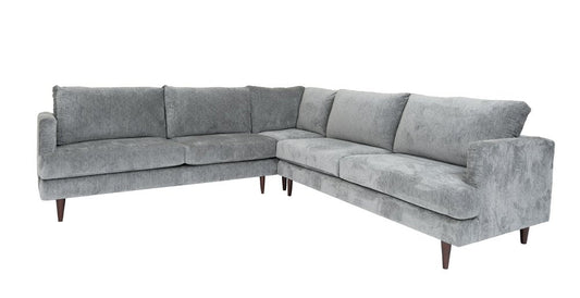 Silver Velvet L Shaped Three Piece Sectional HomeRoots