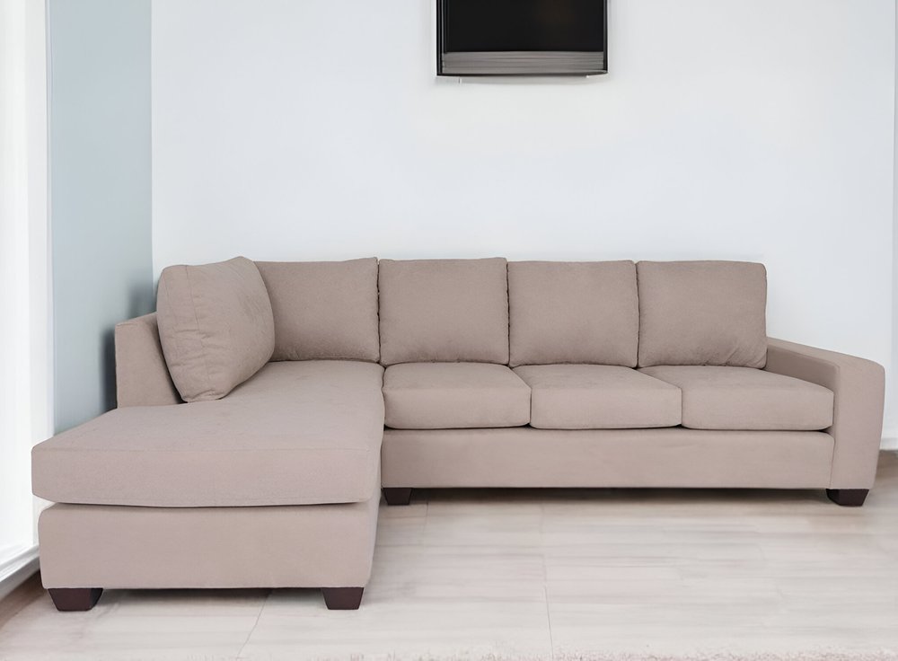 Tan Polyester Blend L Shaped Two Piece Sectional HomeRoots