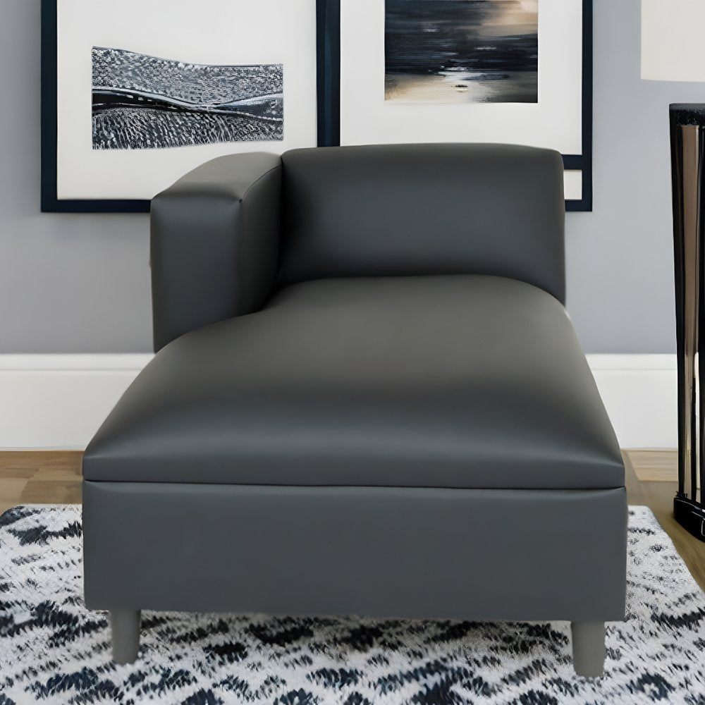 54" Black Faux Leather Lounge Chair HomeRoots