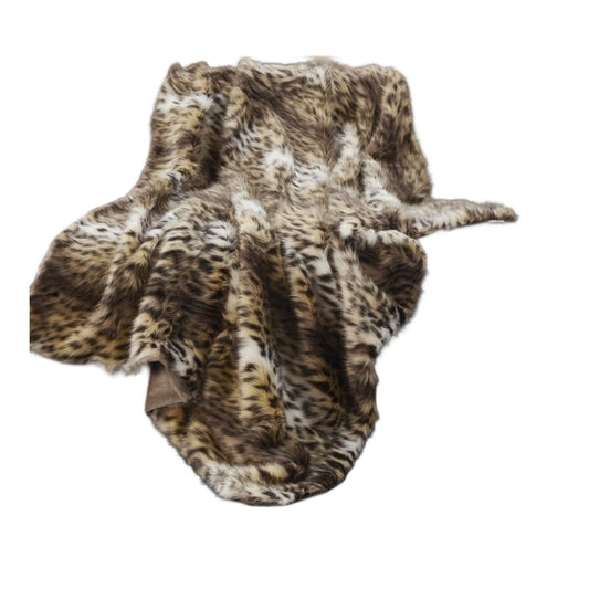 60" X 50" Brown Knitted Acrylic Animal Print Throw Blanket HomeRoots