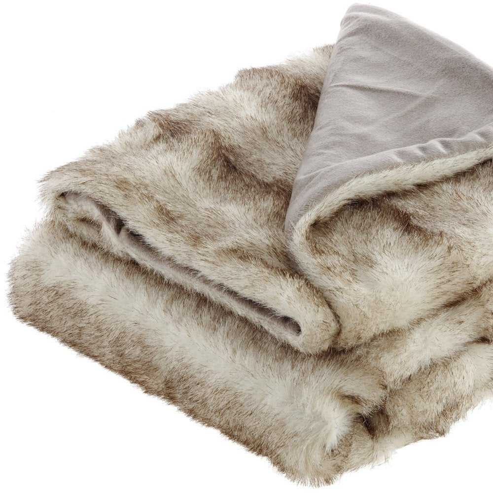 60" X 50" Brown Knitted Acrylic Animal Print Throw Blanket HomeRoots