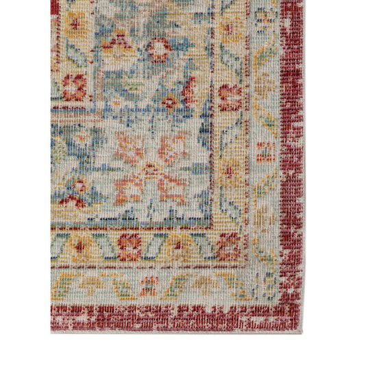 9' X 13' Orange Red and Gold Medallion Power Loom Area Rug - 108.0" (H) x 156.0" (W) x 0.08" (D) FurniFindUSA
