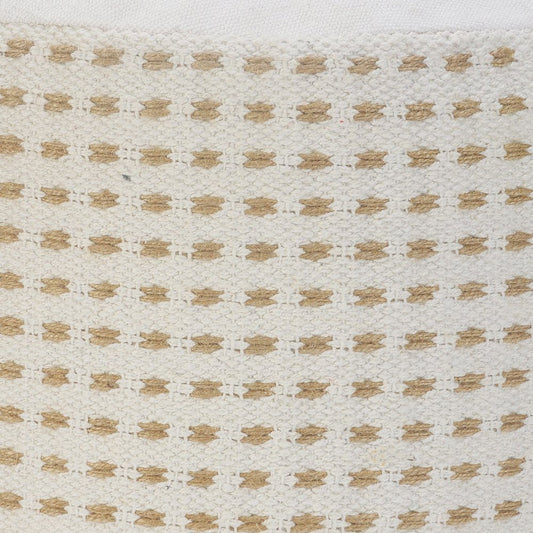 18" White Jute Blend Round Geometric Pouf Ottoman HomeRoots