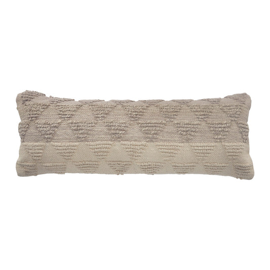 14" X 36" Natural and Gray Geometric Cotton Lumbar Throw Pillow FurniFindUSA