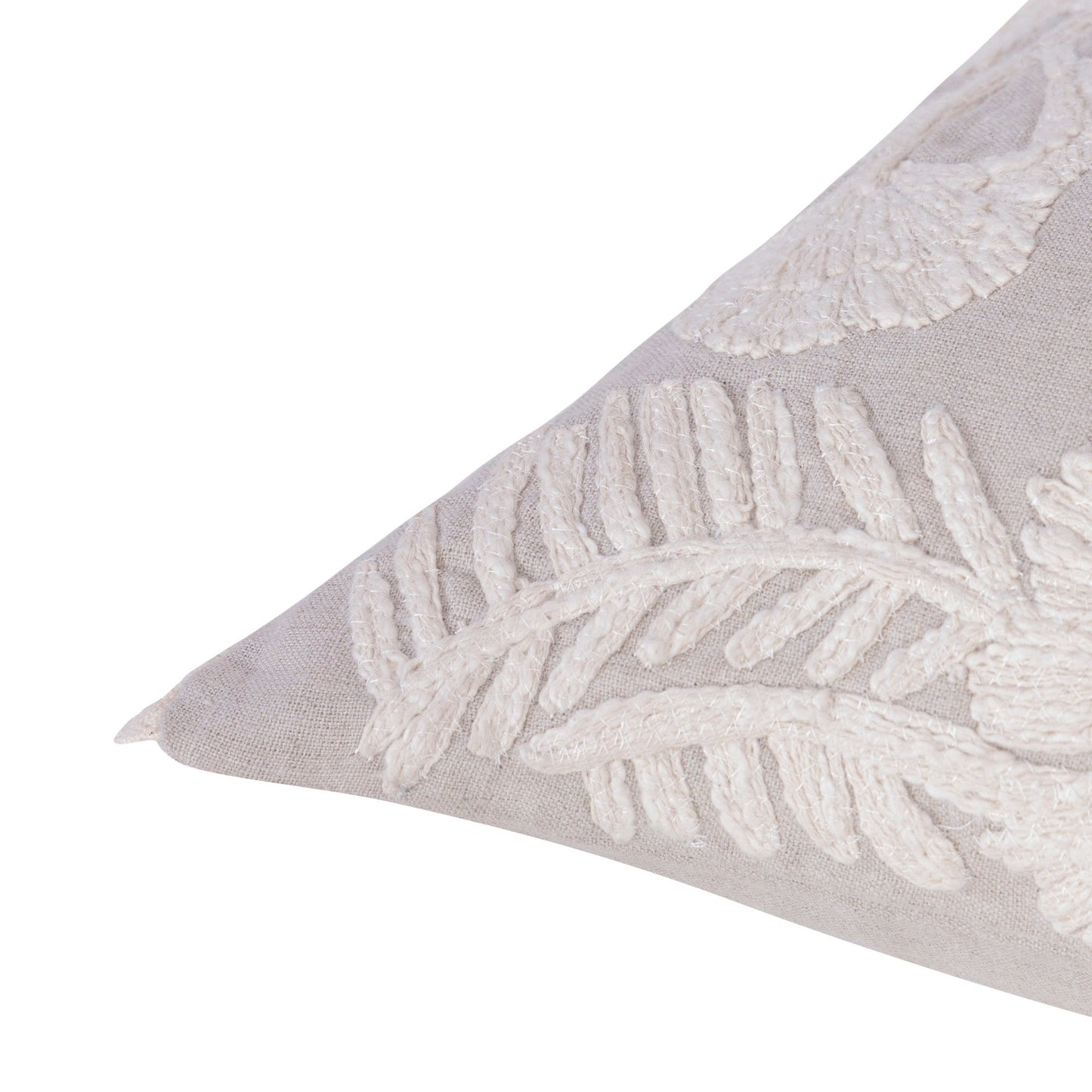 16" X 24" Natural and Ivory Botanical Linen Zippered Pillow With Embroidery FurniFindUSA