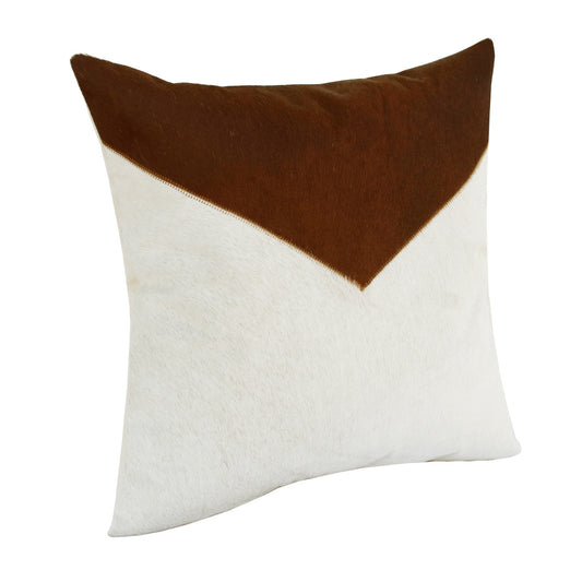 20" X 20" Brown and Ivory Geometric Faux Leather Zippered Pillow FurniFindUSA