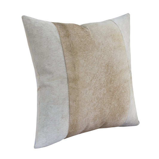 20" X 20" Beige and Ivory Striped Faux Leather Zippered Pillow FurniFindUSA