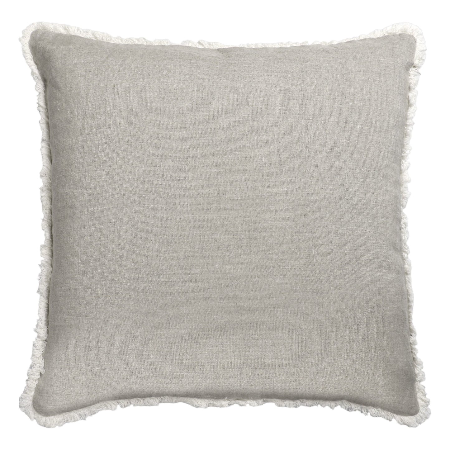 20" X 20" Beige and Ivory Geometric Linen Zippered Pillow With Embroidery, Fringe FurniFindUSA