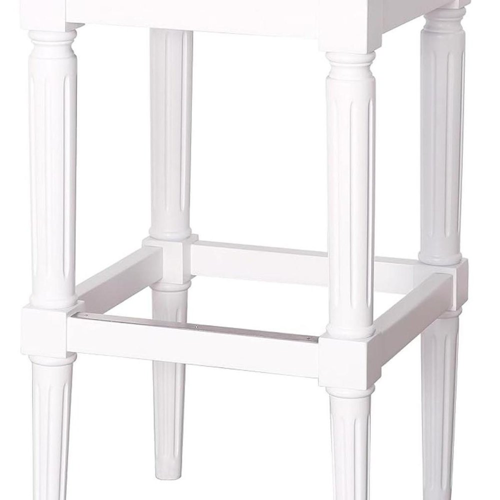 31" Light Gray And White Fabric And Solid Wood Backless Bar Height Bar Chair HomeRoots
