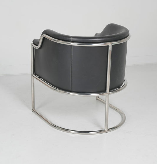 Charcoal and Silver Upholstered Leather Curved Back Dining Arm Chair HomeRoots