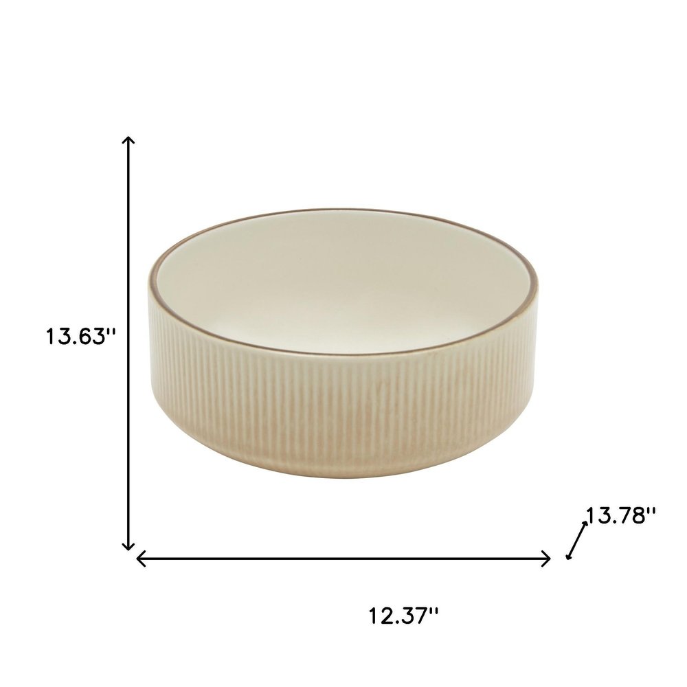 Sand Sixteen Piece Round Striped Ceramic Service For Four Dinnerware Set HomeRoots