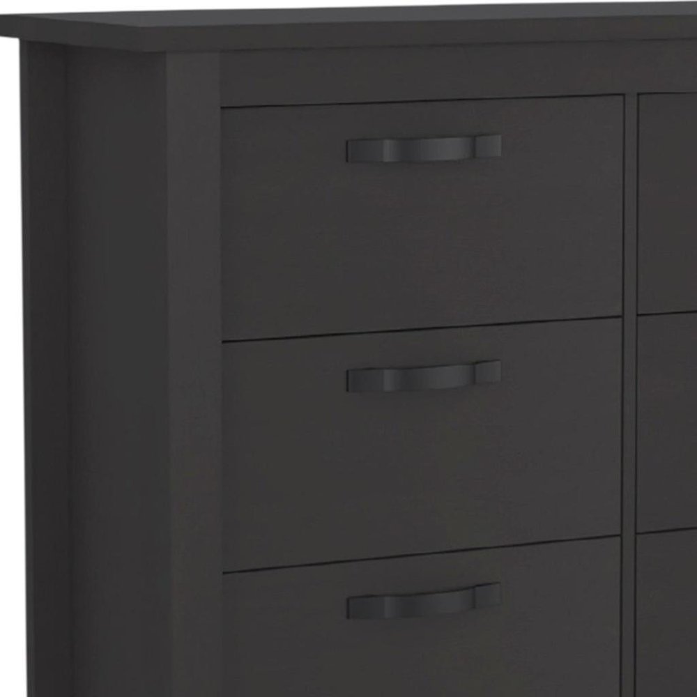 47" Black Wood And Metal Six Drawer Double Dresser