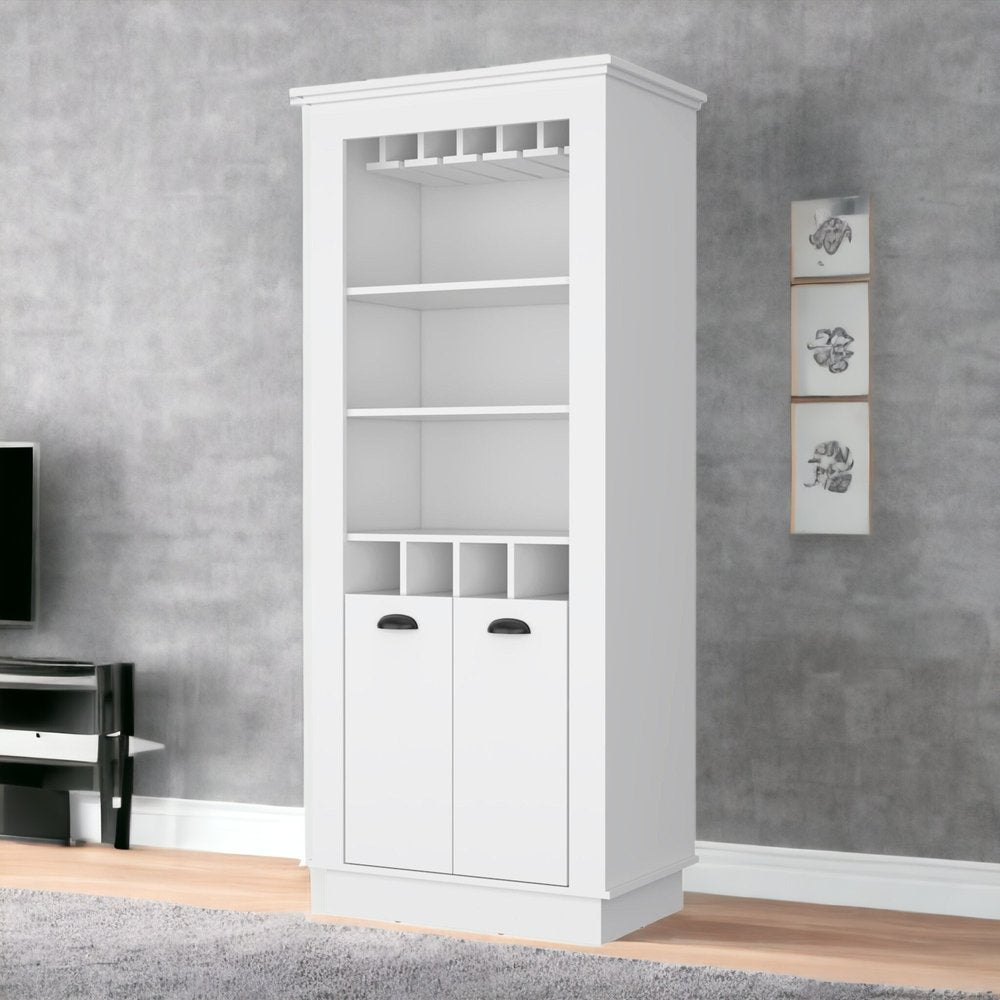 70" White Bar Cabinet With Wine Storage HomeRoots