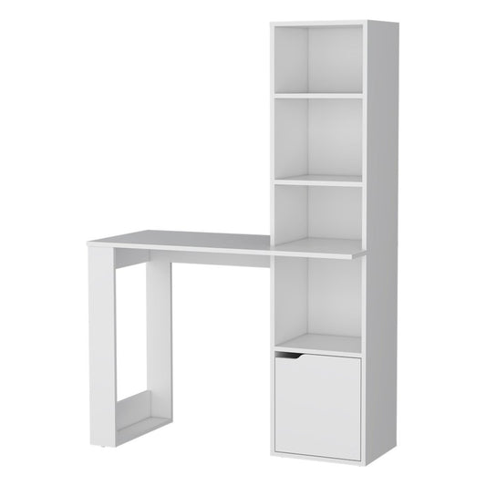 39" White Wood Pedestal Computer Desk