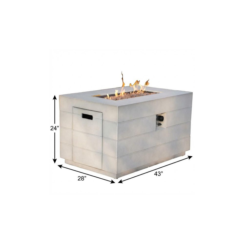 28" Gray Aluminum Natural gas Rectangular Fire pit table With Cover HomeRoots