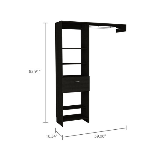 59" Black Manufactured Wood Closet System HomeRoots