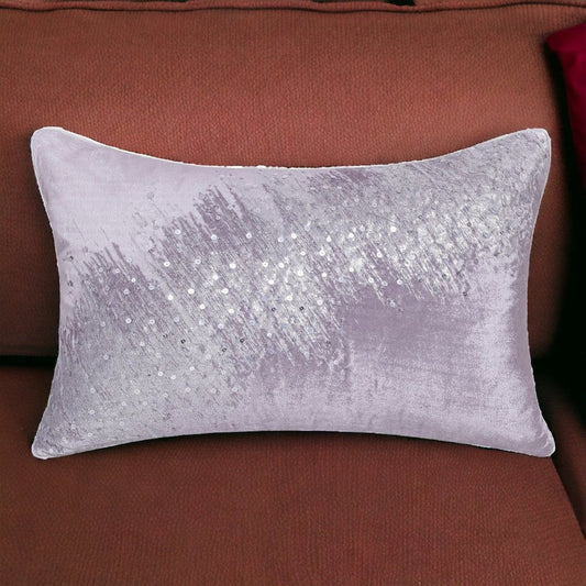 16" X 24" Gray Abstract Polyester Zippered Pillow With Beads FurniFindUSA