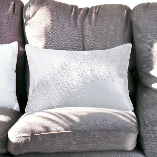 16" X 24" Ivory Abstract Polyester Zippered Pillow With Beads FurniFindUSA