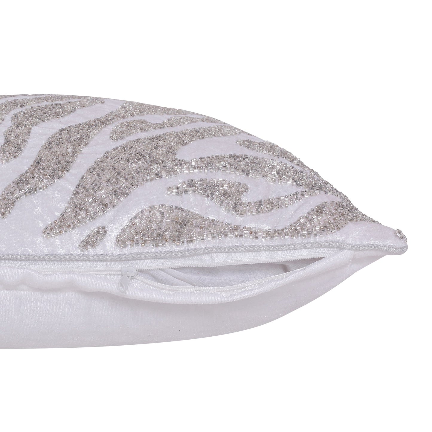 20" X 20" Ivory Safari Animals Abstract Polyester Zippered Pillow With Beads FurniFindUSA