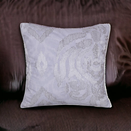 20" X 20" Silver Striped Polyester Zippered Pillow With Beads FurniFindUSA