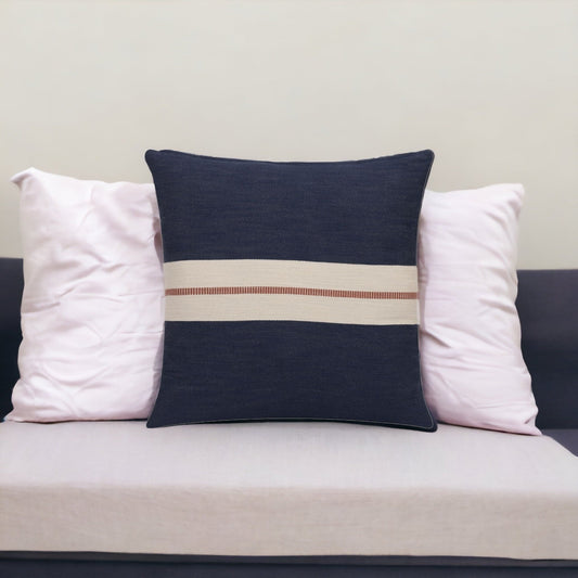 24" X 24" Blue Striped Cotton Zippered Pillow FurniFindUSA