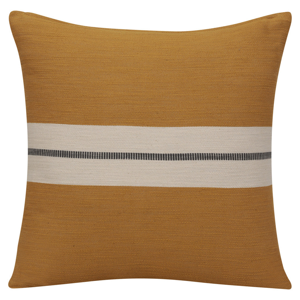 20" X 20" Yellow Striped Cotton Zippered Pillow FurniFindUSA