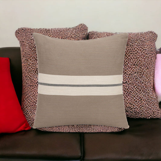 24" X 24" Brown Striped Cotton Zippered Pillow FurniFindUSA