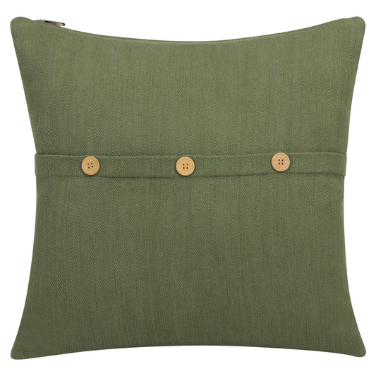 20" Forest Green Cotton Throw Pillow With Buttons FurniFindUSA