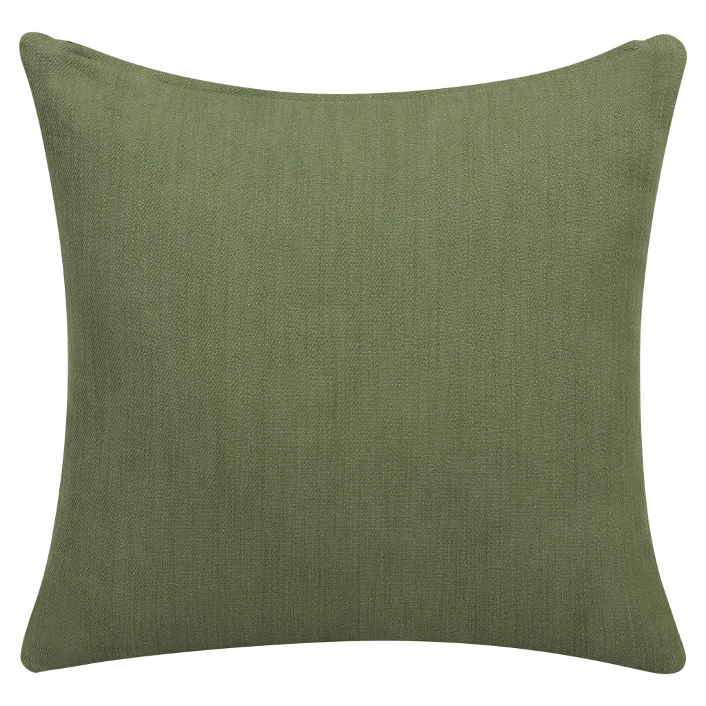 20" Forest Green Cotton Throw Pillow With Buttons FurniFindUSA