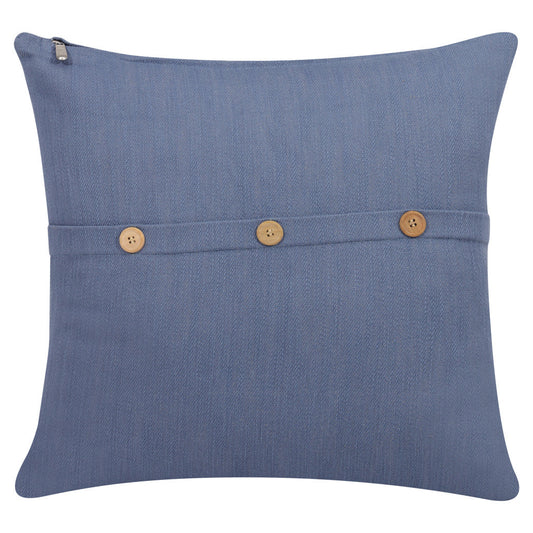 20" Blue Cotton Throw Pillow With Buttons FurniFindUSA