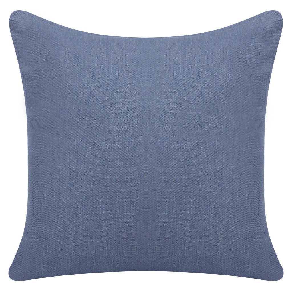 20" Blue Cotton Throw Pillow With Buttons FurniFindUSA