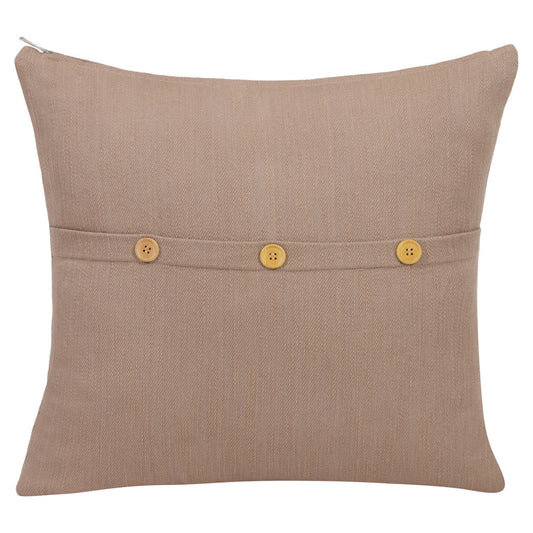 24" Brown Cotton Throw Pillow With Buttons FurniFindUSA