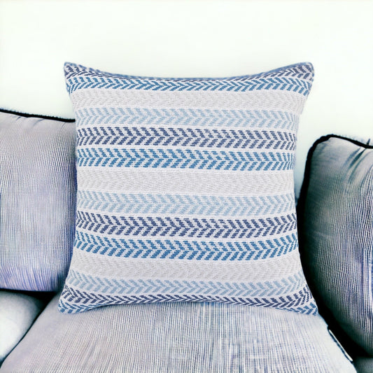 Set of Two 18" X 18" Blue Beach Chevron Cotton Zippered Pillow 4.0" (L) x 18.0" (W) x 18.0" (H) FurniFindUSA
