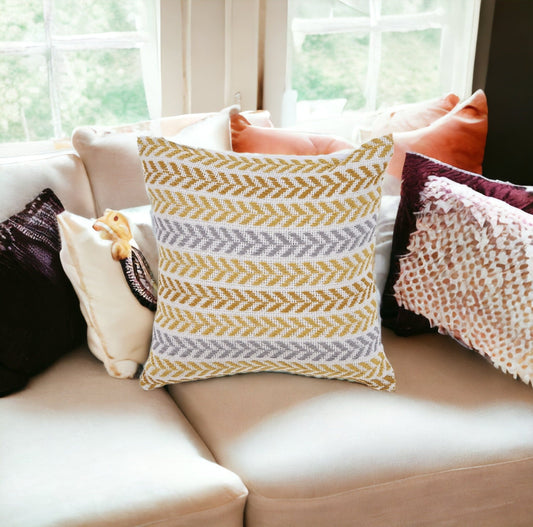 Set of Two 18" X 18" Orange Beach Chevron Cotton Zippered Pillow FurniFindUSA